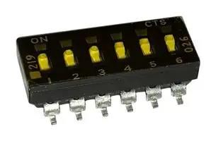 DIP SWITCH, 0.1A, 50VDC, 6POS, SMD 219-6LPST