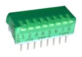 DIP SWITCH, 0.1A, 50VDC, 8POS, THT 194-8MST