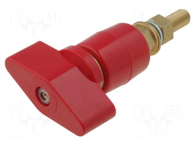 Laboratory clamp; red; 1kVDC; 200A; brass; polycarbonate; 143mm SCHÜTZINGER POL201-RT