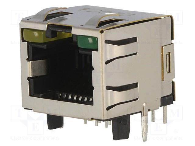 Connector: RJ45; socket; PIN: 8; Cat: 5; shielded,with LED; THT TE Connectivity 2-406549-1