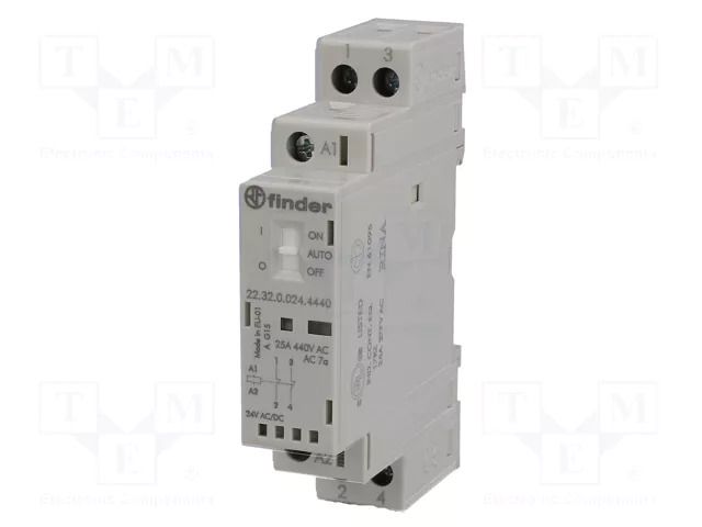 Contactor: 2-pole installation; 25A; 24VAC,24VDC; NC x2; IP20; 22 FINDER 22.32.0.024.4440