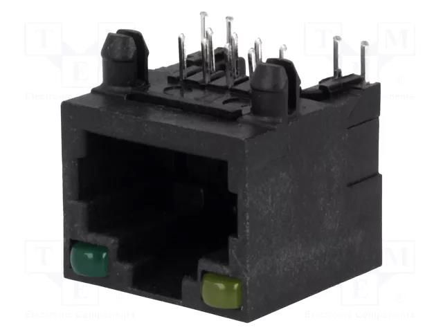 Connector: RJ45; socket; PIN: 8; with LED; Layout: 8p8c; THT ATTEND 211B-11C0A-R