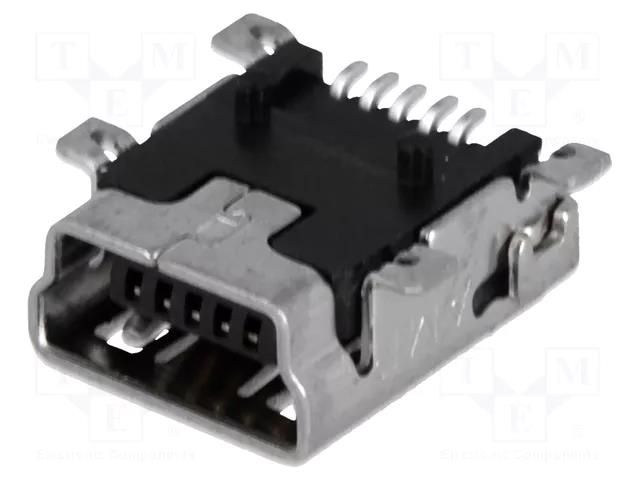 Connector: USB B mini; socket; on PCBs; SMT; PIN: 5; horizontal TE Connectivity 1734035-1