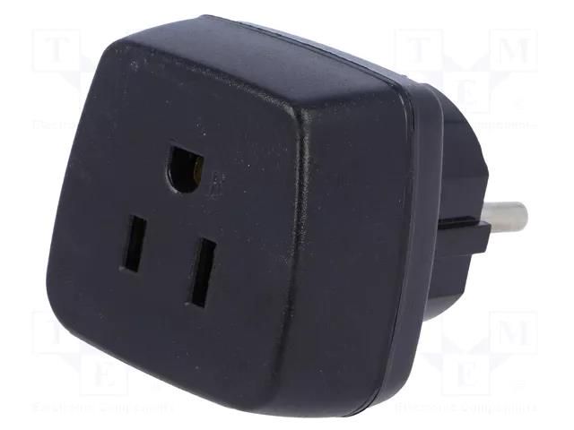 Transition: adapter; 2P+PE; 230VAC; 15A; black; PIN: 3 Hugo Brennenstuhl GmbH & Co 1508520