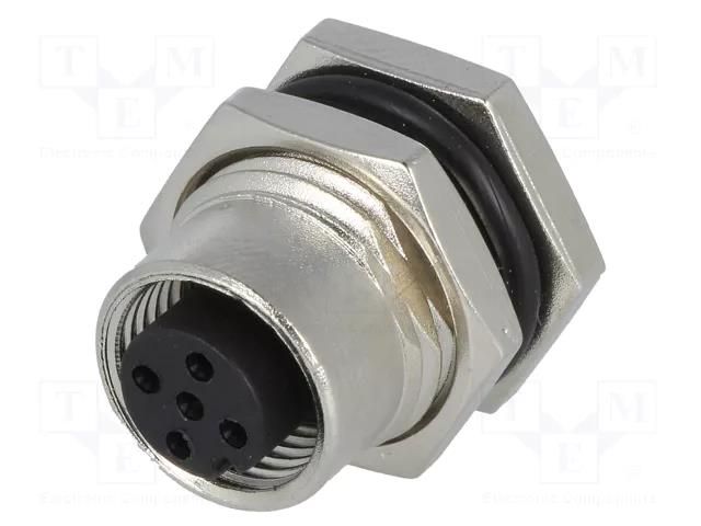 Connector: M12; socket; PIN: 5; female; 60V; IP68,IP69K; THT; metal AMPHENOL LTW 12-05PFFP-SF8001