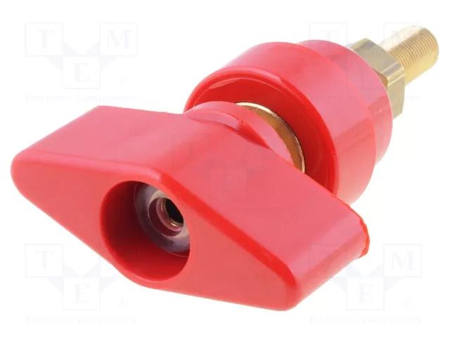 Laboratory clamp; red; 1kVDC; 100A; brass; polycarbonate; 81mm SCHÜTZINGER POL102-RT