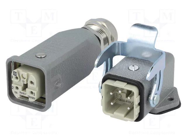Connector: HDC; male + female; 10A; 400V; Han Kit; PIN: 5; 4+PE; M20 HARTING 10200040003
