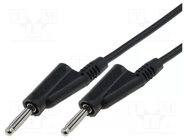 Test lead; 60VDC; 20A; banana plug 4mm,both sides; Len: 1m; black AXIOMET PP101-B