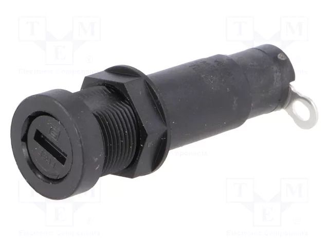 Fuse holder; 6.3x32mm; 10A; 250VAC; FEU; medical; on panel; black SCHURTER 0031.1672