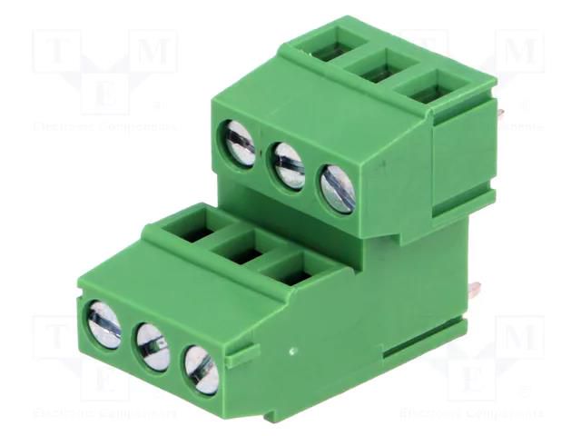 PCB terminal block; angled 90°; 5mm; ways: 6; on PCBs; 2.5mm2; 10A DEGSON ELECTRONICS DG500B-5.0-3P14