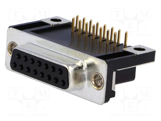 D-Sub; PIN: 15; socket; female; angled 90°; THT; UNC 4-40; 5A; 20mΩ ADAM TECH DA15-SQ-SB4