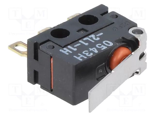 Microswitch SNAP ACTION; 2A/125VAC; 2A/30VDC; with lever; SPDT OMRON Electronic Components D2FD-2L1-1H