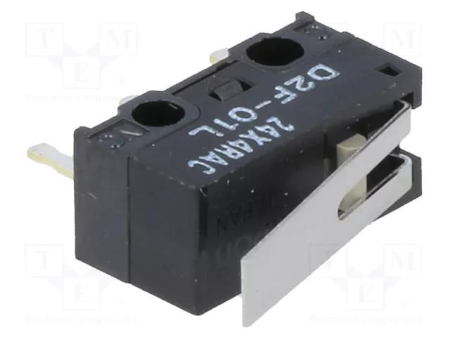 Microswitch SNAP ACTION; 3A/125VAC; 0.1A/30VDC; with lever; SPDT OMRON Electronic Components D2F-01L
