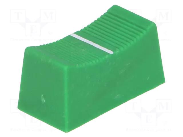 Knob; slider; green; 23x11x11mm; Width shaft 4mm; plastic CLIFF CS1/4A-GRE