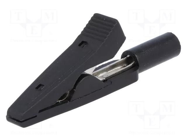 Crocodile clip; 10A; 60VDC; black; Overall len: 41.5mm AXIOMET AX-CR-2PM-B