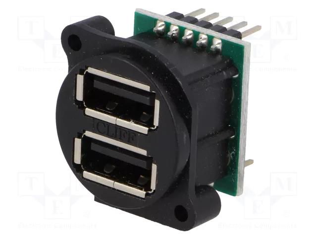 Connector: USB A; socket; for panel mounting,screw; pin header CLIFF CP30090