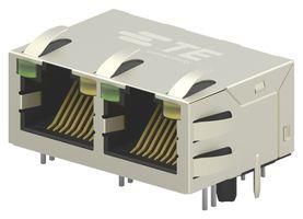 RJ45 CONNECTOR, R/A JACK, 2PORT, TH 2301996-7