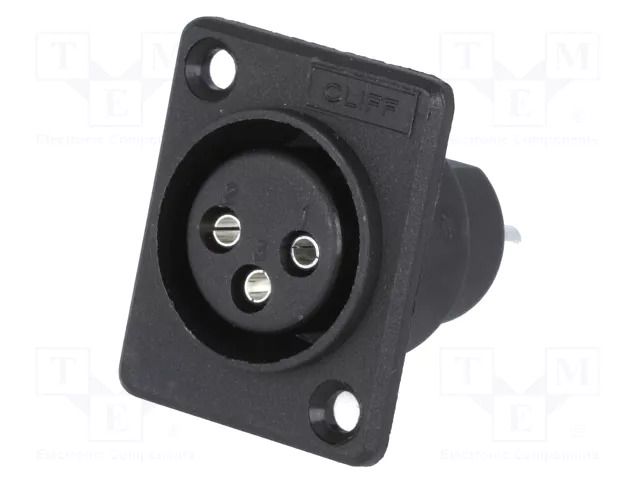 Connector: XLR; socket; female; 5A; PIN: 3; soldering; black; plastic CLIFF CP3001