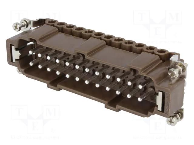 Connector: HDC; male; 180 °C; 16A; 500V; 24+PE; size 104.27 ILME CNEM24RY