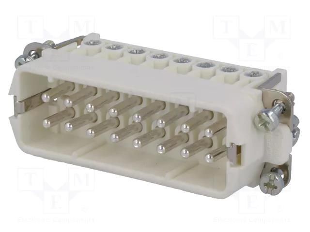 Connector: HDC; contact insert; male; 14A; 250V; PIN: 16; 16+PE AMPHENOL C146-10A0161024