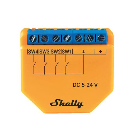 Shelly Plus I4 DC Wi-Fi and Bluetooth controller designed for DC power applications 3800235265543 3800235265543