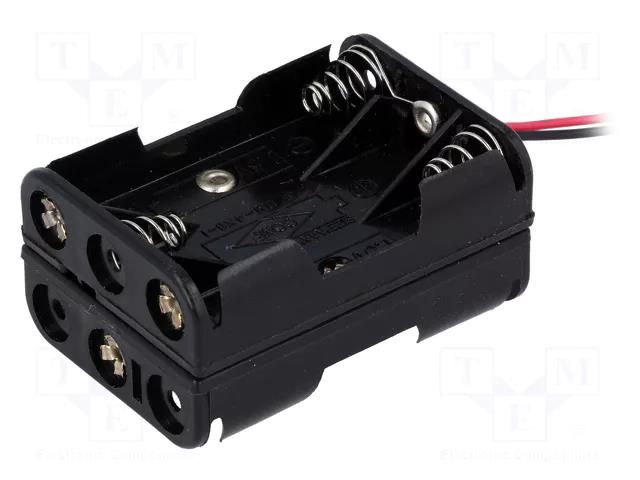 Holder; AAA,R3; Batt.no: 6; cables; 150mm; black COMF BH-463A