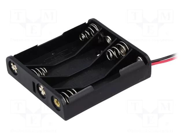 Holder; AAA,R3; Batt.no: 4; cables; 150mm; black COMF BH-441A