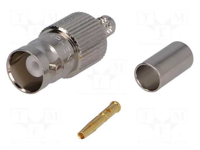 Connector: BNC; plug; female; straight; 50Ω; crimped; for cable AMPHENOL RF B6121A1NT3G150