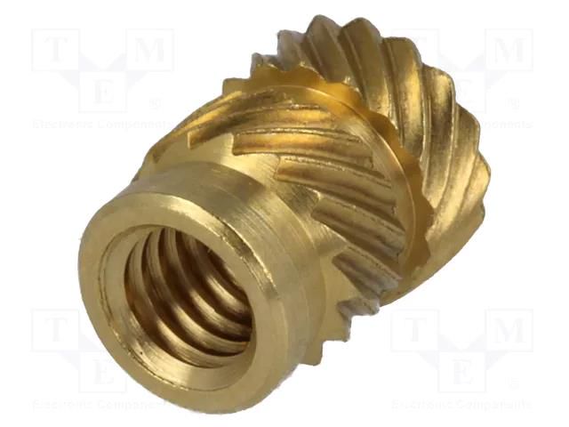 Threaded insert; brass; without coating; M4; BN 1052; L: 8.2mm BOSSARD B4/BN1052