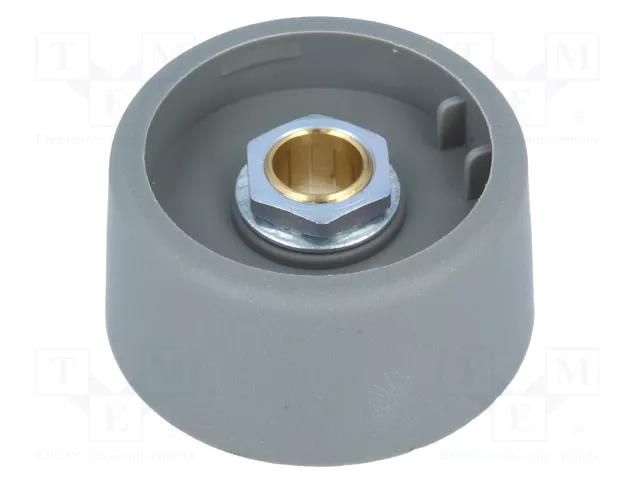 Knob; without pointer; polyamide; Øshaft: 6.35mm; Ø31x16mm; grey OKW A3131638