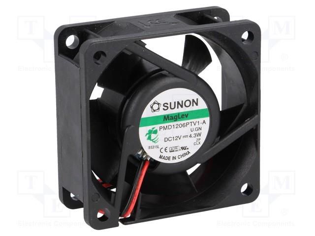 Fan: DC; axial; 12VDC; 60x60x25mm; 61.2m3/h; 43dBA; Vapo; 13.7mmH2O SUNON PMD1206PTV1A