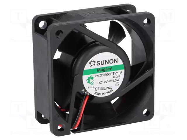 Fan: DC; axial; 12VDC; 60x60x25mm; 61.2m3/h; 43dBA; Vapo; 13.7mmH2O SUNON PMD1206PTV1A