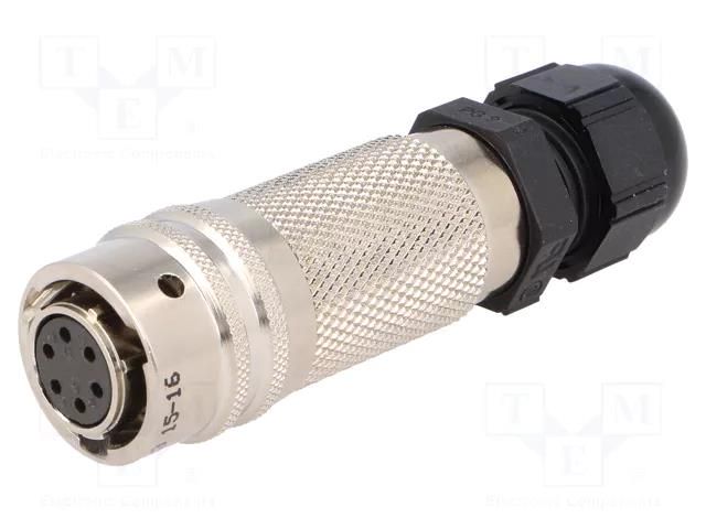 Connector: circular; plug; for cable; PIN: 6; female; soldering AMPHENOL PT06A1006SPG23