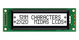 LCD MODULE, 20 X 2, COB, 5.55MM, FSTN MC22005A6W-FPTLWI-V2
