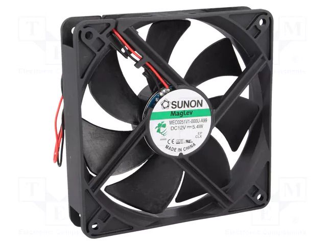 Fan: DC; axial; 12VDC; 120x120x25mm; 183.8m3/h; 44.5dBA; Vapo; 24AWG SUNON MEC0251V1-A99