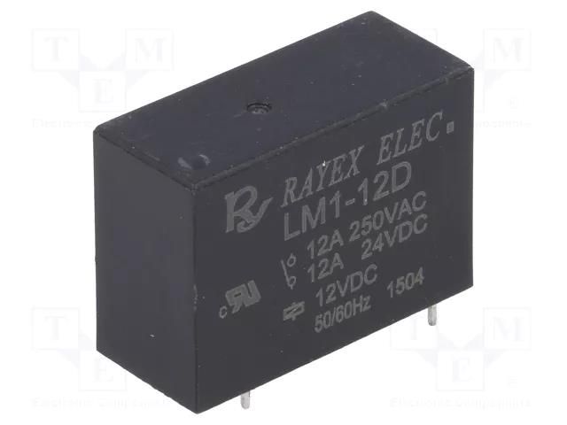 Relay: electromagnetic; SPDT; Ucoil: 12VDC; Icontacts max: 12A Recoy/RAYEX ELECTRONICS LM1-12D