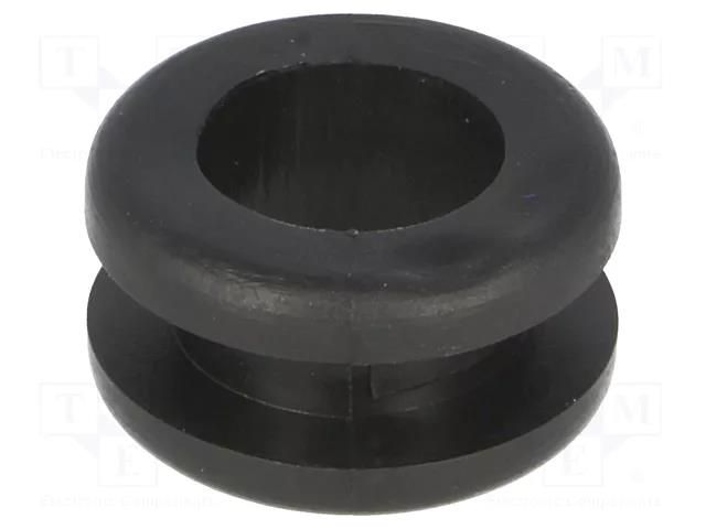 Grommet; Ømount.hole: 12mm; Øhole: 10mm; PVC; black; -30÷60°C HELLERMANNTYTON HV1204