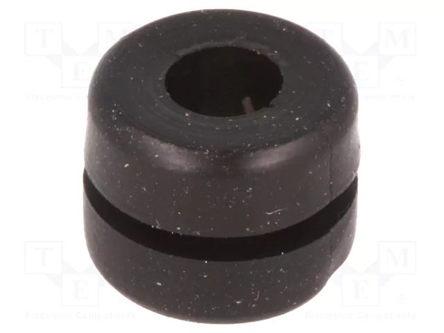 Grommet; Ømount.hole: 6mm; Øhole: 4mm; PVC; black; -30÷60°C; UL94V-2 HELLERMANNTYTON HV1212