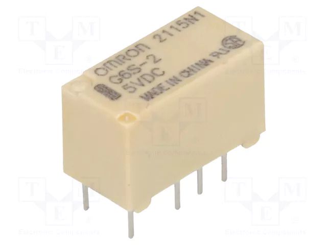 Relay: electromagnetic; DPDT; Ucoil: 5VDC; Icontacts max: 2A; G6S OMRON Electronic Components G6S-2-5DC