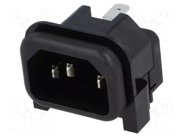 Connector: AC supply; socket; male; 10A; 250VAC; C14 (E); GSP2; IP40 SCHURTER GSP2.9113.13