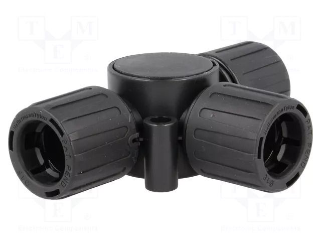 T-connector; polyamide; HelaGuard; IP66; socket 16 x3; black HELLERMANNTYTON HG16-T