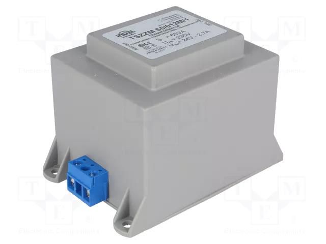 Transformer: encapsulated; 65VA; 230VAC; 24V; 2.5A; screw type INDEL TSZZM55/24V