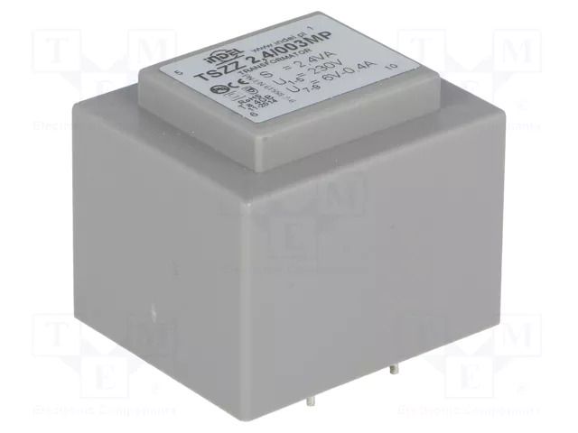 Transformer: encapsulated; 2.4VA; 230VAC; 6V; 400mA; PCB; IP00 INDEL TSZZ2.4/6V