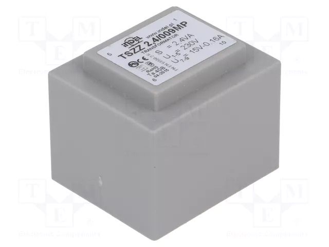 Transformer: encapsulated; 2.4VA; 230VAC; 15V; 160mA; PCB; IP00 INDEL TSZZ2.4/15V