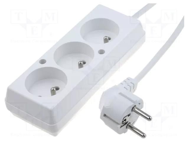 Extension lead; 3x1.5mm2; Sockets: 3; PVC; white; 1.5m; 16A JONEX PS-370/1.5-1.5