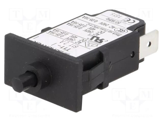 Circuit breaker; Urated: 240VAC; 48VDC; 2A; SPST; Poles: 1; SNAP-IN SCHURTER T11-611-2A
