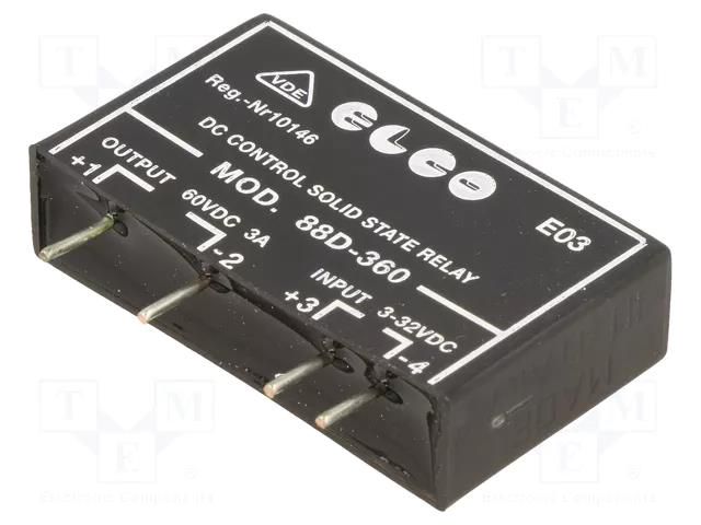 Relay: solid state; SPST-NO; Ucntrl: 3÷32VDC; 3A; max.60VDC; SSR 88 ELCO SRL SSR88D-360