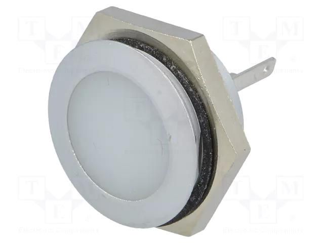 Indicator: LED; flat; white; 12÷14VDC; Ø22mm; IP67; metal; ØLED: 20mm SIGNAL-CONSTRUCT SMFL22612