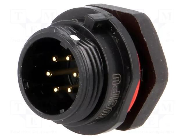 Socket; SP13; male; PIN: 6; IP68; 5A; soldering; for panel mounting WEIPU SP1312/P6