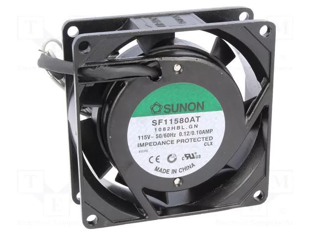 Fan: AC; axial; 115VAC; 80x80x25mm; 37m3/h(±5%); 34.5dBA; ball SUNON SF11580AT1082HB